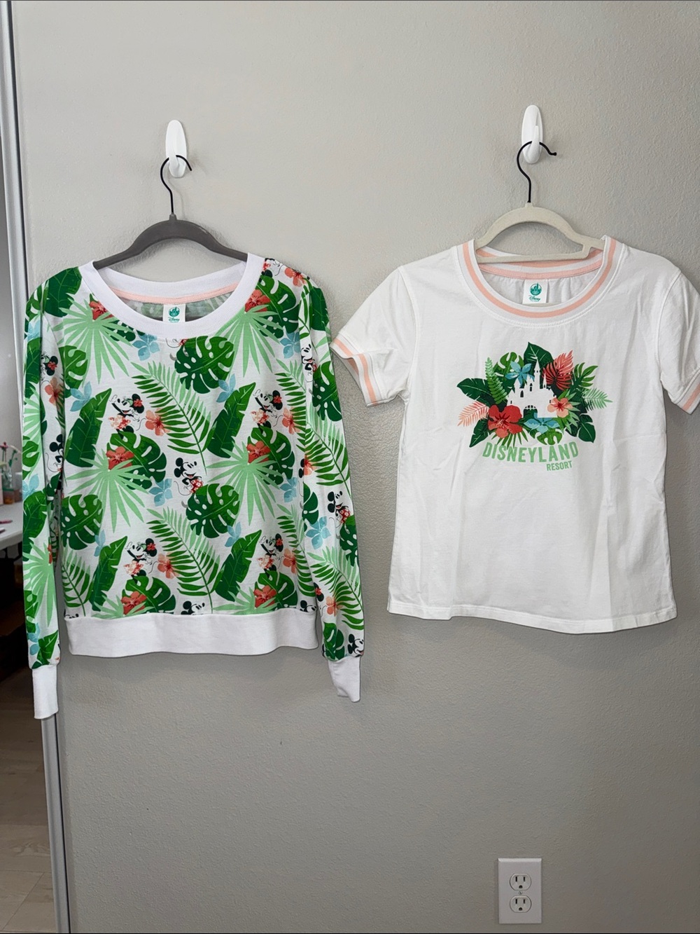 Disneyland Tropical Graphic Tee and Matching Light Weight Leaf Print Sweatshirt